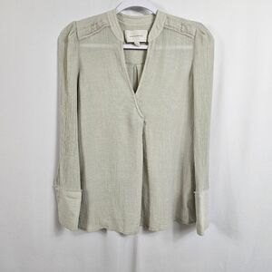 Brochu Walker Lena Textured Long Sleeve Blouse in Stone - Size XS